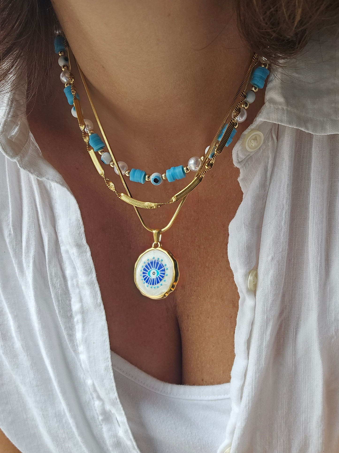 Gold Protective Eye Necklace