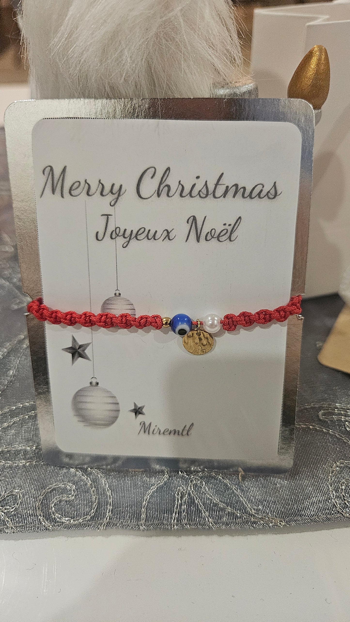 Set of 5 Red Thread Bracelets with Protective Eye and Pearl