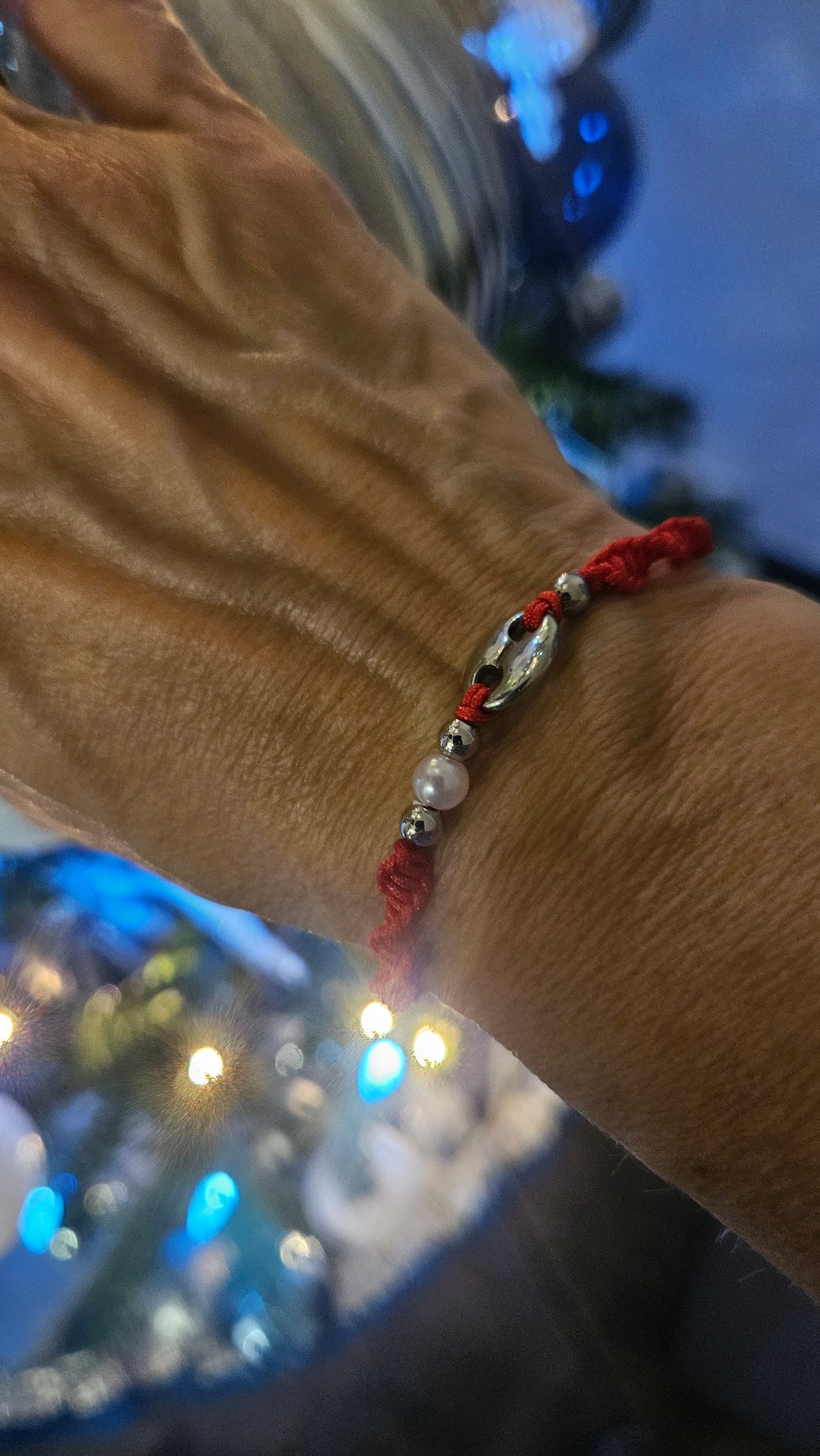 Set of 5 Red Thread Bracelets with Gucci-Style Charm