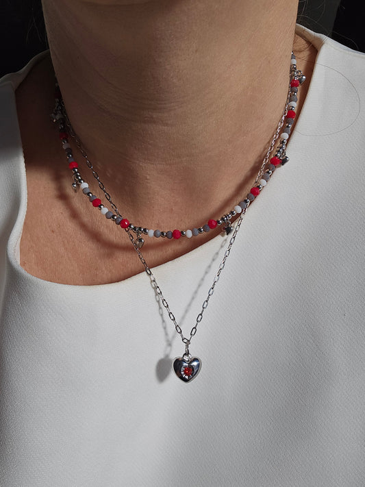 Choker with Crystals & Heart Charm